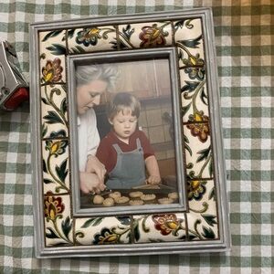 Ceramic picture Frame with Red and Green Accents